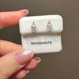 NEW - 1.04 CTW Moissanite Rose Gold Over Sterling Silver Marquise Stud Earrings